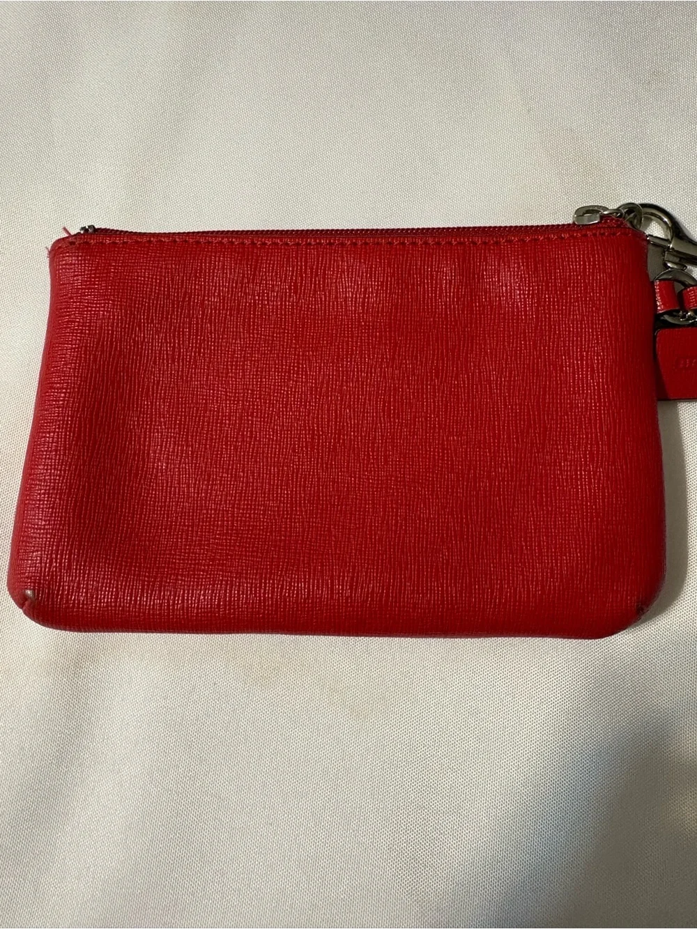 COACH Red Leather Pouch Wristlet Clutch Bag coin purse